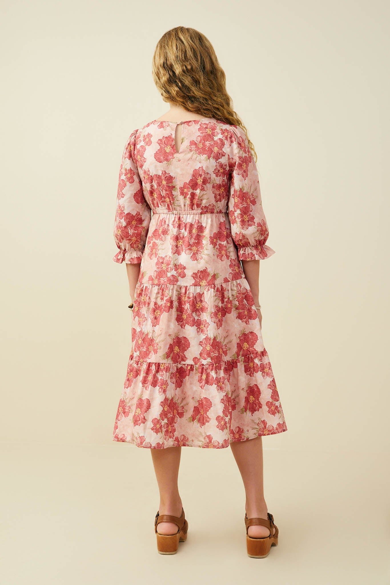 Antikes Blumenkleid mit gerafften Manschetten - Image 4