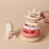Hasen-Stapelringe aus Silikon mit Buchenholz-Schnullerclip für Babys