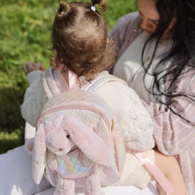 Kinderrucksack mit abnehmbarem Plüschtier Hase für Kleinkinder